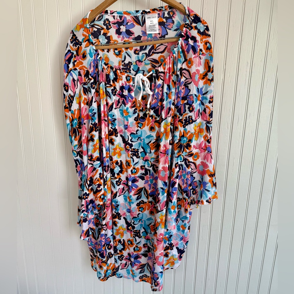Anne Cole Bright Floral Swim Cover Up Size Medium